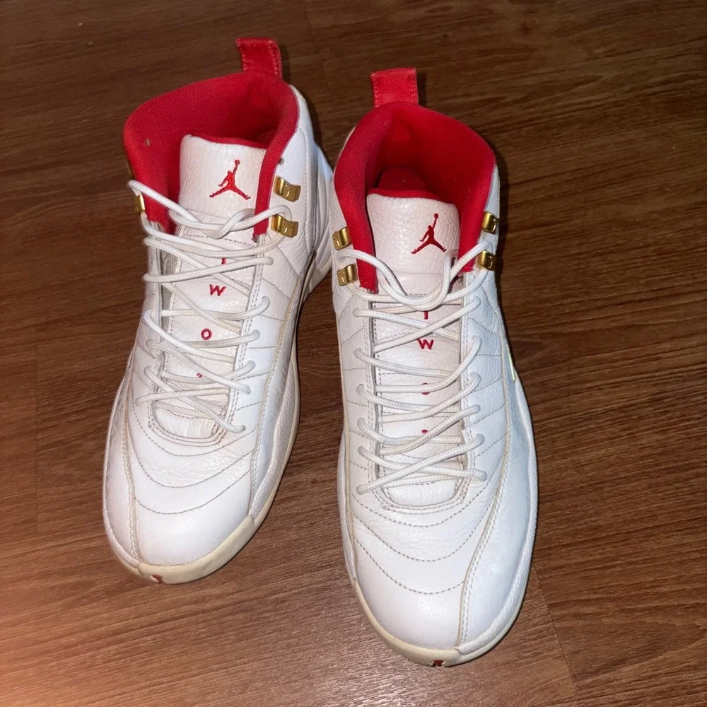 White and Red Air Jordan Sneakers - Picture 1 of 3